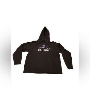 Door County Lake Superior Wisconsin  "You had me at Fish Boil" Blck Hoodie LARGE